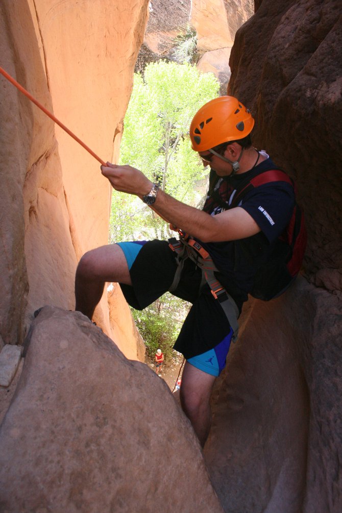 Rappelling in Southern Utah